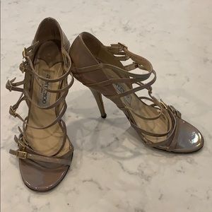 Jimmy Choo iridescent buckle sandal heels sz 37